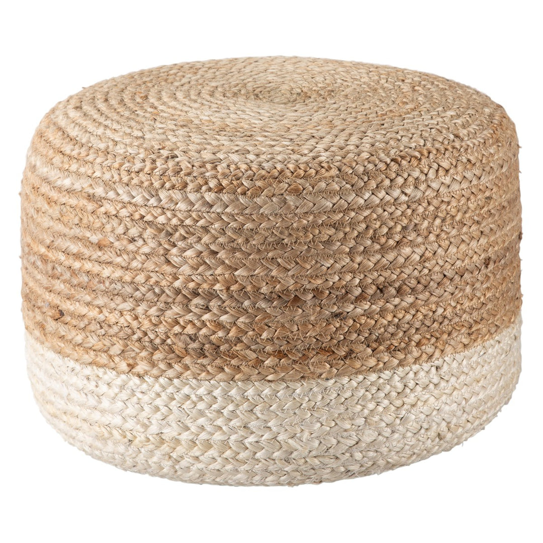 Jaipur Living Oliana Natural Ombre White/ Beige Cylinder Pouf