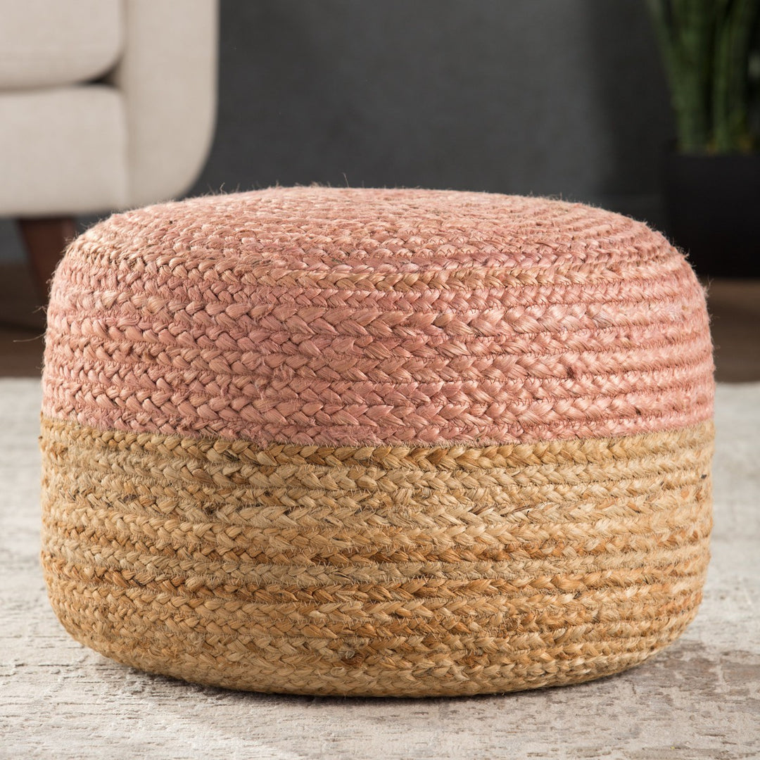 Jaipur Living Oliana Ombre Natural Beige/ Light Pink Cylinder Pouf