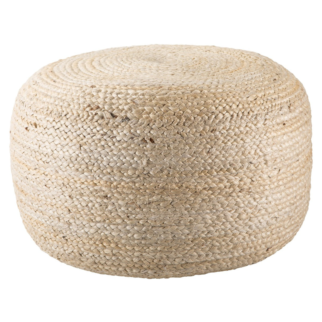 Jaipur Living Mesa Natural Solid White Cylinder Pouf