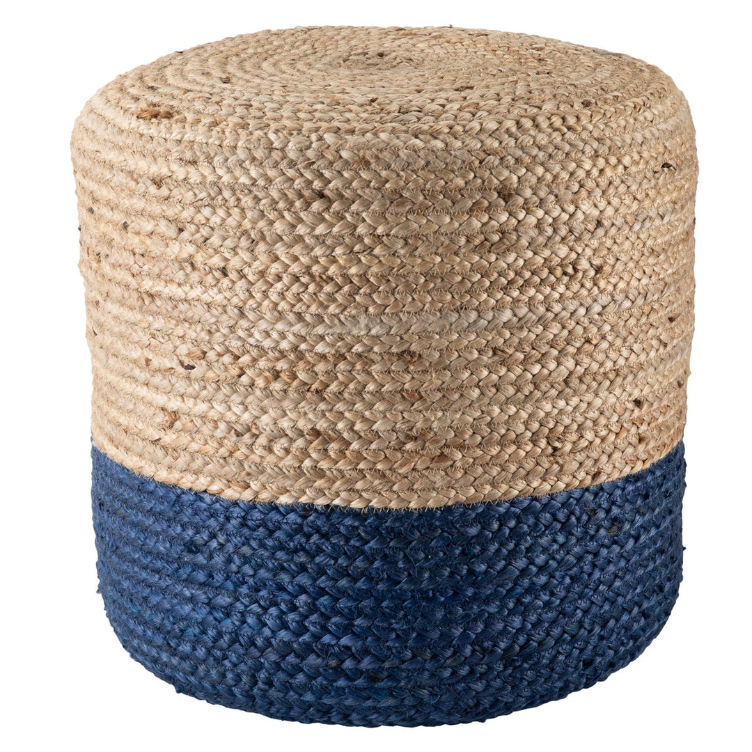 Jaipur Living Oliana Natural Ombre Blue/ Beige Cylinder Pouf