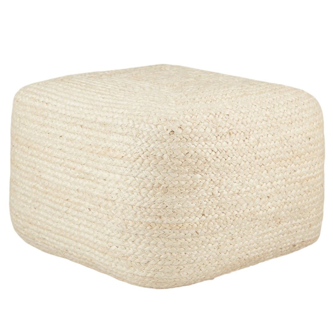 Jaipur Living Sangam Natural Solid Ivory Cuboid Pouf