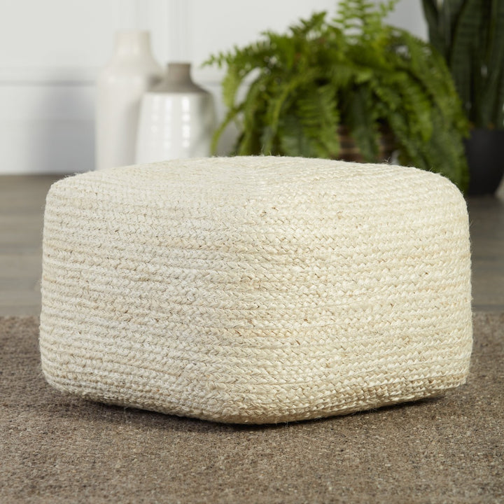 Jaipur Living Sangam Natural Solid Ivory Cuboid Pouf