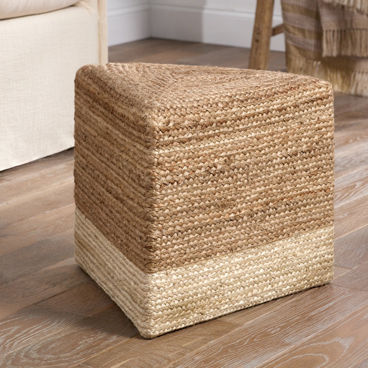 Jaipur Living Sienna Handmade Solid Tan/Beige Triangle Pouf (18"X18"X16")