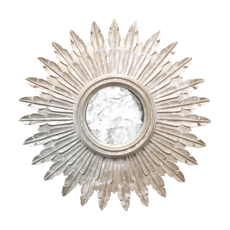 Wall Mirrors Santo - 24" Diameter Silver Leafed Sunburst Mirror