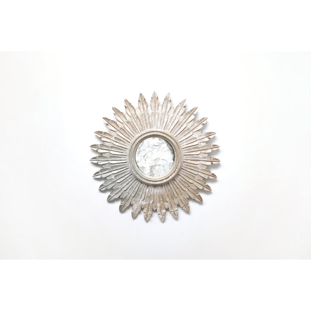 Santo - 24" Diameter Silver Leafed Sunburst Mirror