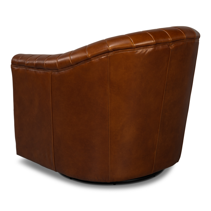 Essex Swivel Chair - Havana Brown Leather - view 4