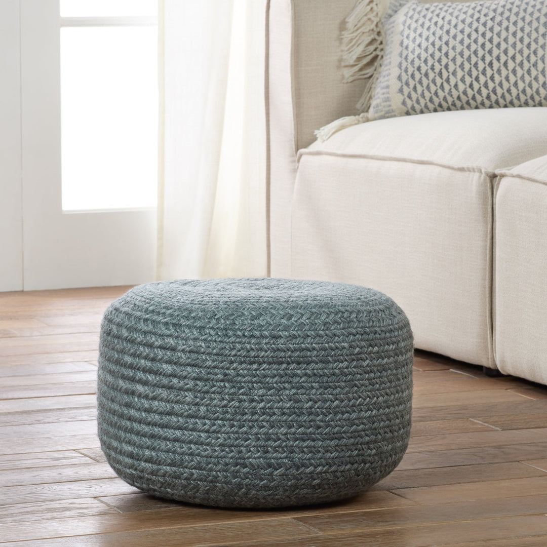 Vibe by Jaipur Living Grayton Indoor/ Outdoor Solid Heather Blue Cylinder Pouf