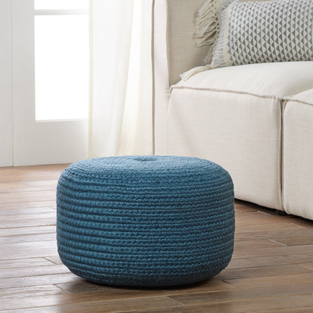 Vibe by Jaipur Living Santa Rosa Indoor/ Outdoor Solid Blue Cylinder Pouf