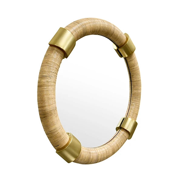 Saylor Round Wrapped Rattan Mirror