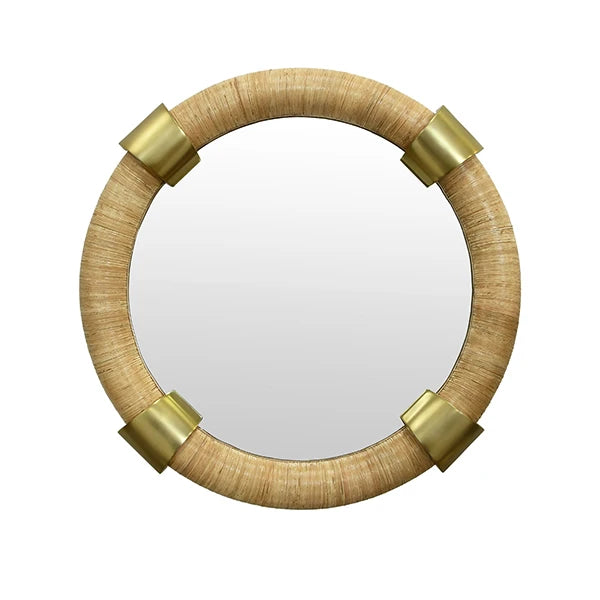 Saylor Round Wrapped Rattan Mirror
