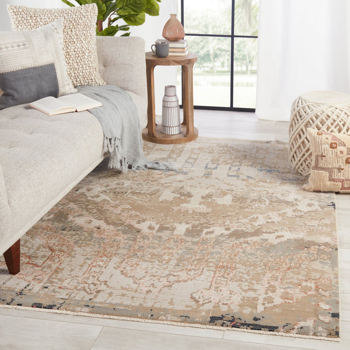 Nikki Chu by Jaipur Living Yarden Medallion Tan/ Gray Area Rug (9'6"X12'7")