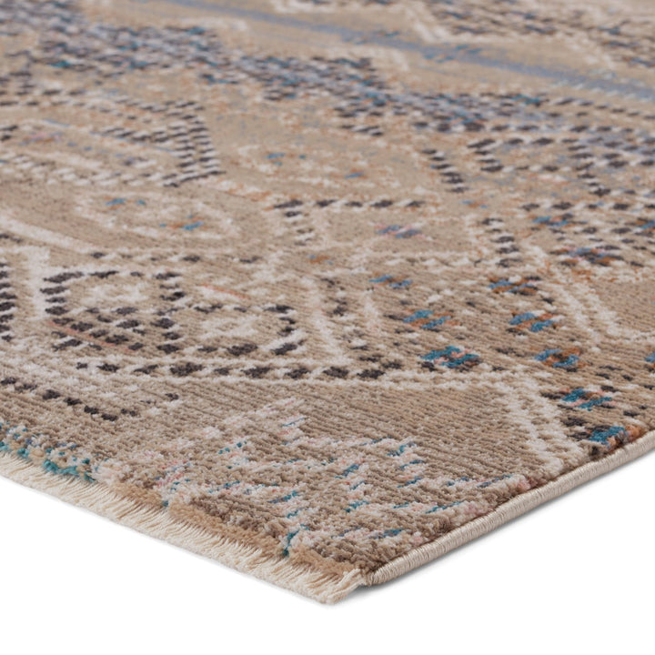 Nikki Chu by Jaipur Living Tamari Tribal Tan/ Blue Runner Rug (2'6"X12')