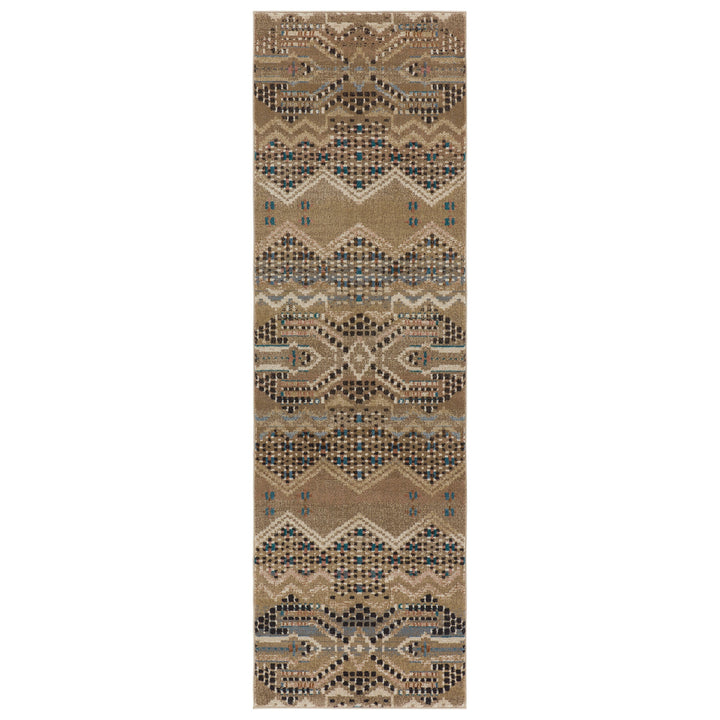 Nikki Chu by Jaipur Living Tamari Tribal Tan/ Blue Runner Rug (2'6"X8')