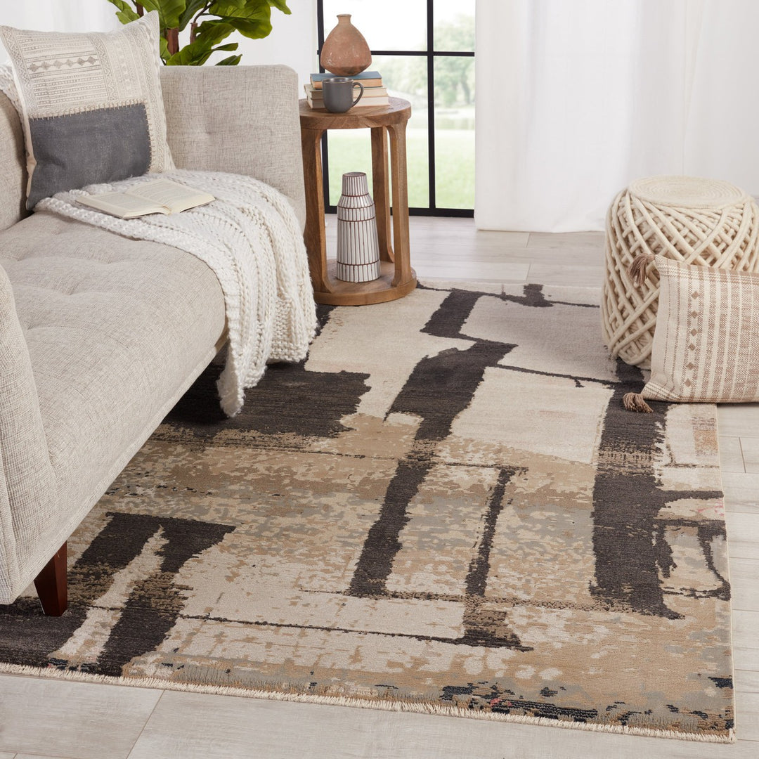 Nikki Chu by Jaipur Living Lehana Abstract Dark Brown/ Ivory Area Rug (7'10"X11'1")