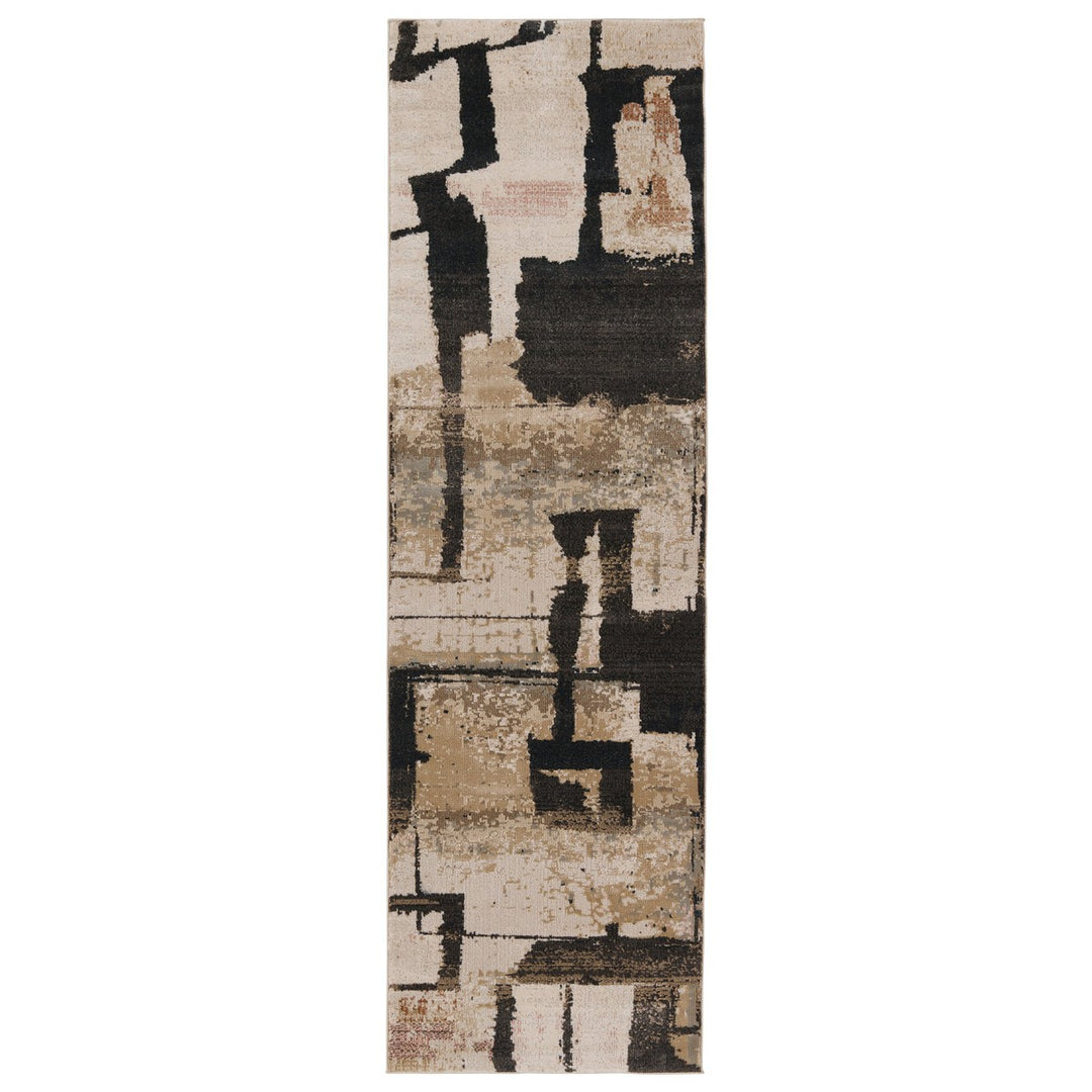 Nikki Chu by Jaipur Living Lehana Abstract Dark Brown/ Ivory Runner Rug (2'6"X8')