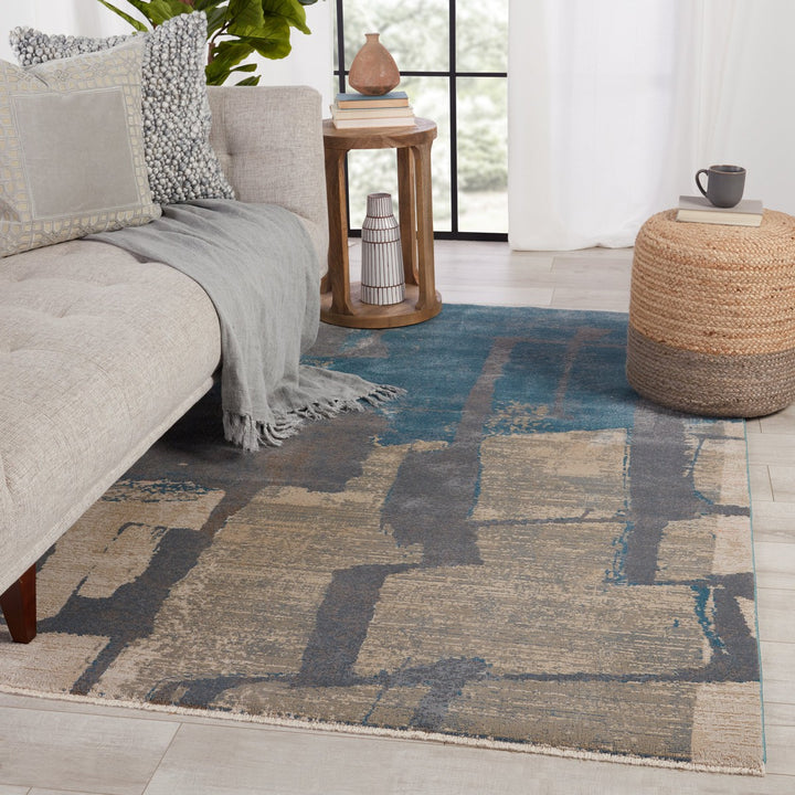 Nikki Chu by Jaipur Living Lehana Abstract Blue/ Gray Runner Rug (2'6"X8')