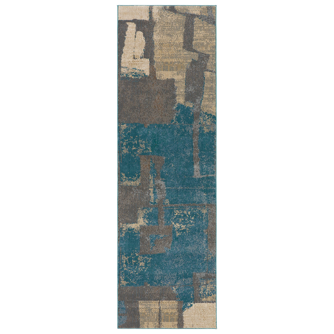 Nikki Chu by Jaipur Living Lehana Abstract Blue/ Gray Runner Rug (2'6"X8')