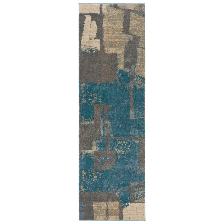 Nikki Chu by Jaipur Living Lehana Abstract Blue/ Gray Runner Rug (2'6"X12')