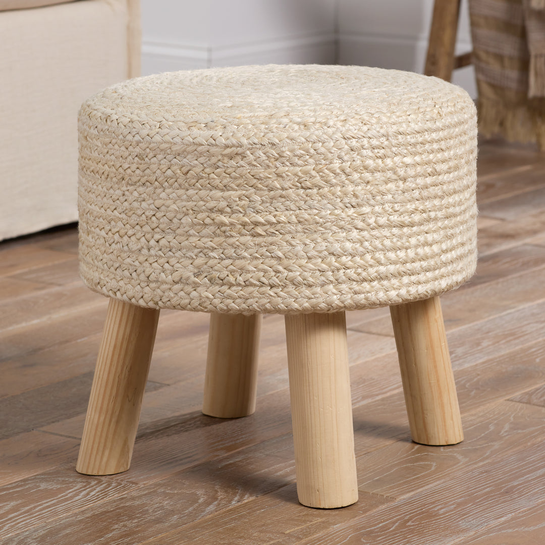 Jaipur Living Thora Handmade Solid Beige Stool (16"X16"X16")