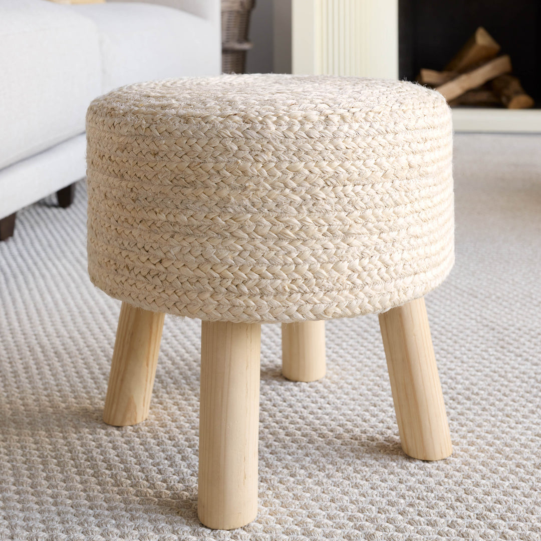 Jaipur Living Thora Handmade Solid Beige Stool (16"X16"X16")