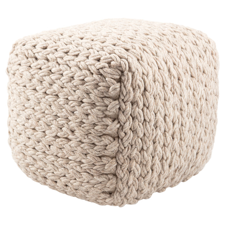 Jaipur Living Kyran Textured Cream/ Light Taupe Cube Pouf