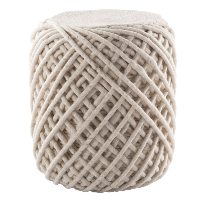 Jaipur Living Guna Textured White/ Light Gray Cylinder Pouf