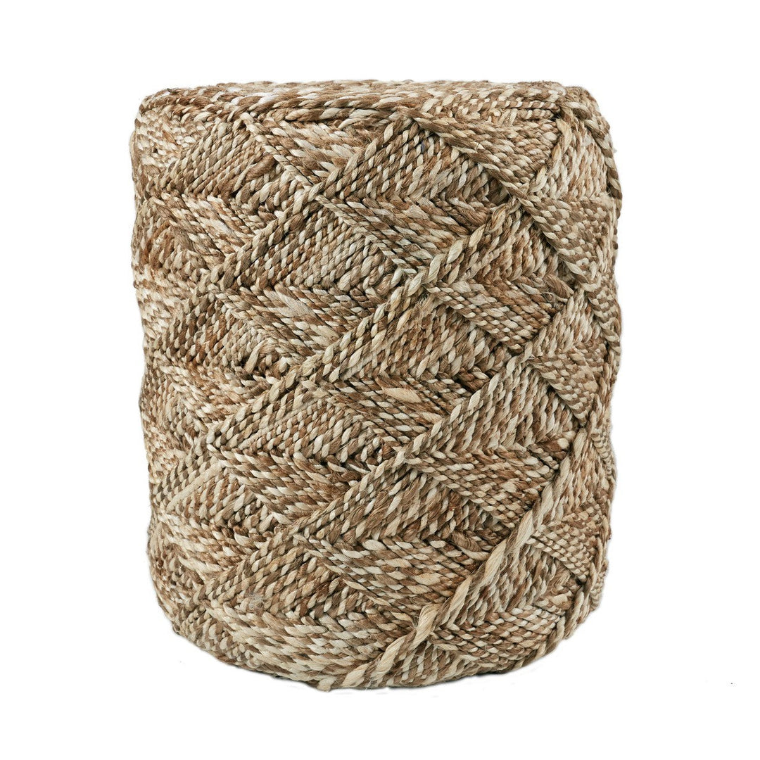 Jaipur Living Ystad Natural Beige/ White Cylinder Pouf