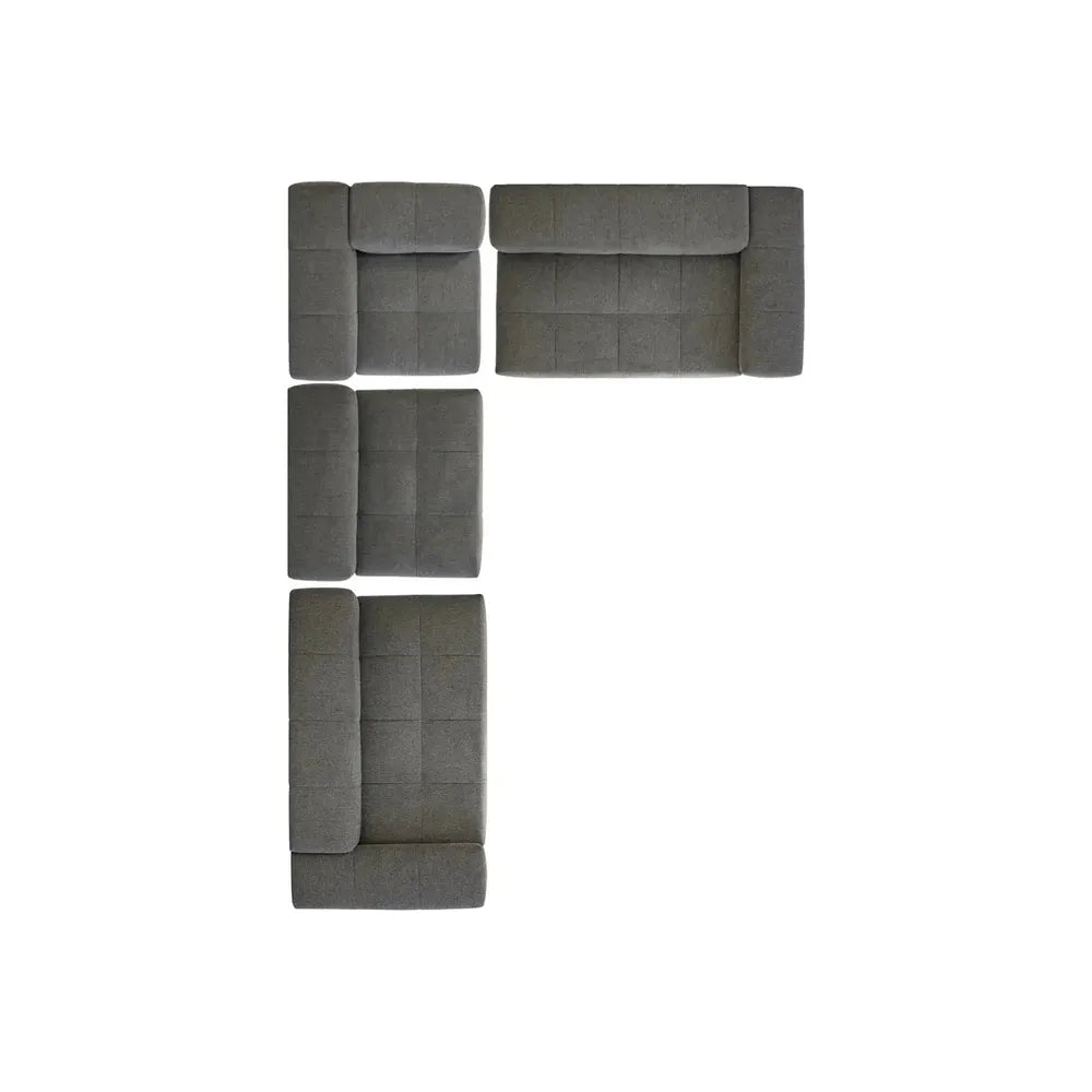 Sectionals: Parts Mallow Armless Smoke Grey Chenille Fabric