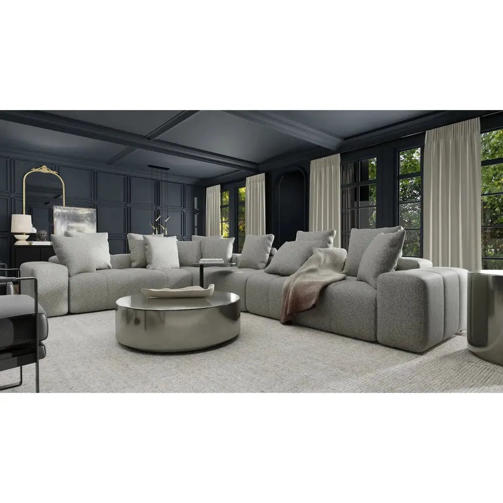 Sectionals: Parts Mallow Armless Smoke Grey Chenille Fabric