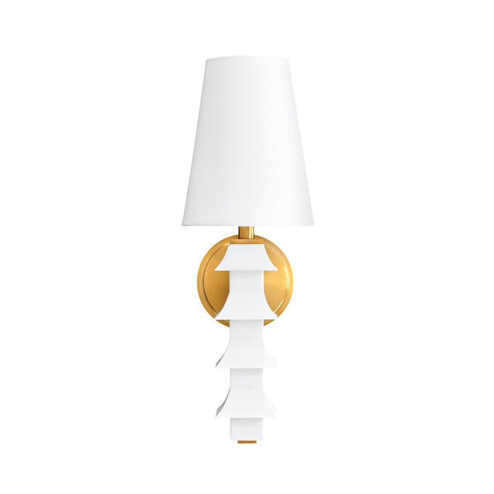 Sedona - Handpainted Tole Pagoda Sconce In White