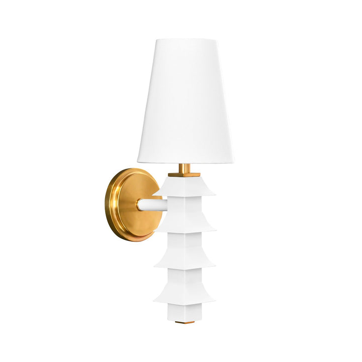 Sedona - Handpainted Tole Pagoda Sconce In White