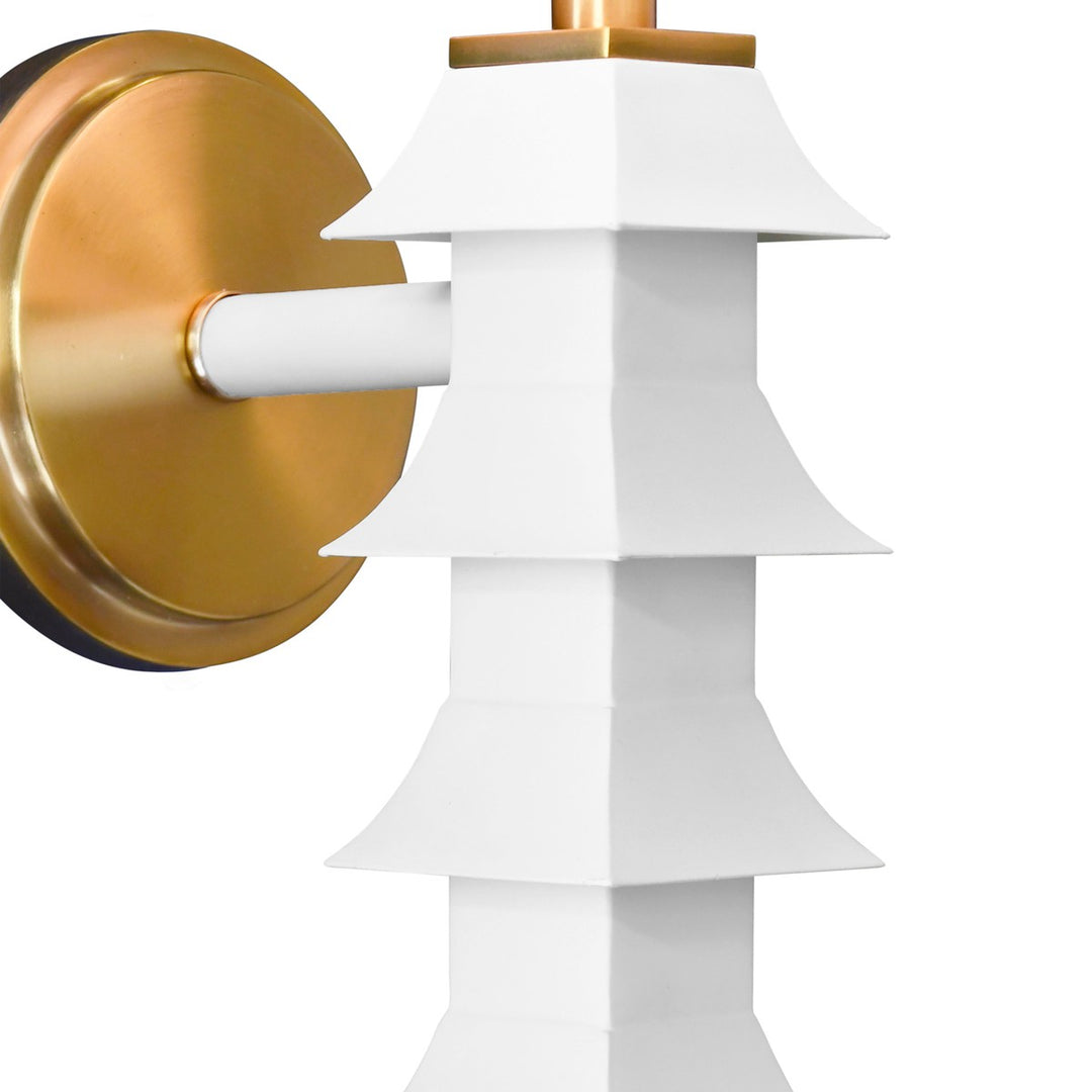 Sedona - Handpainted Tole Pagoda Sconce In White