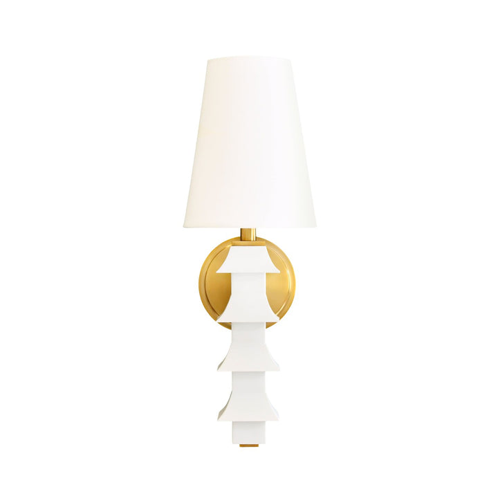 Sedona - Handpainted Tole Pagoda Sconce In White