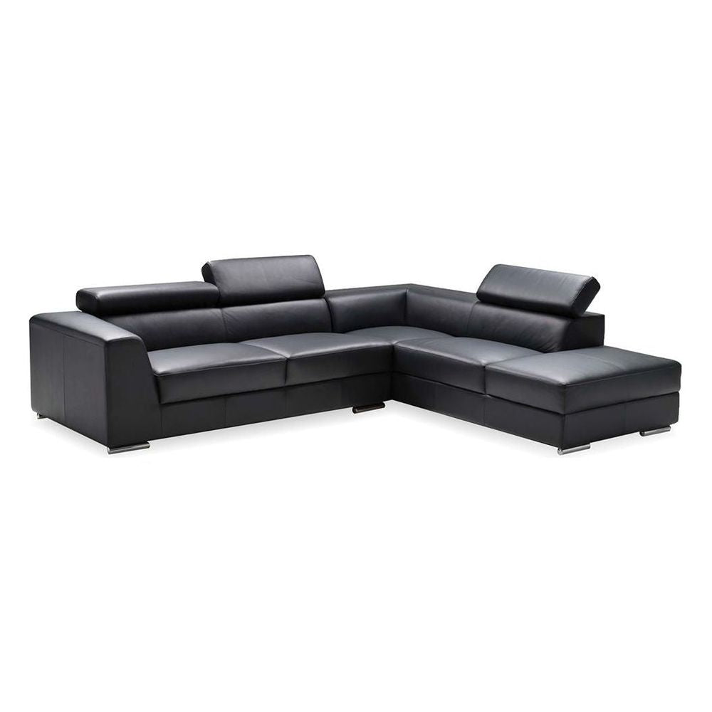 Sectionals Icon Rsf Chaise Sectional Black Premium Leather Adjustable Headreat / Polished Steel Legs