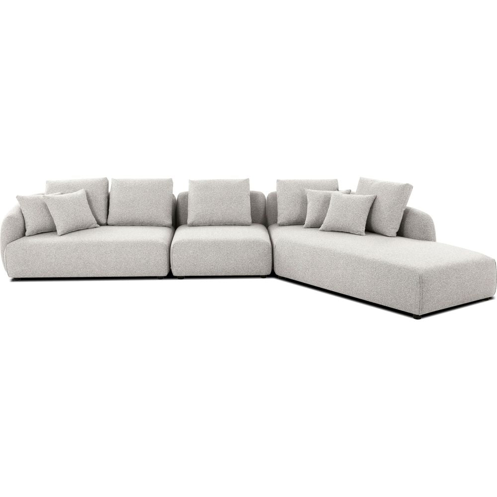 Sectionals Saba Chaise Facing Right Sectional Oat Tweed Fabric 3-Piece