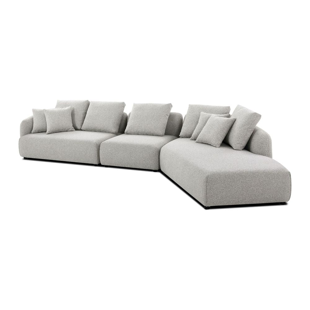 Sectionals Saba Chaise Facing Right Sectional Oat Tweed Fabric 3-Piece