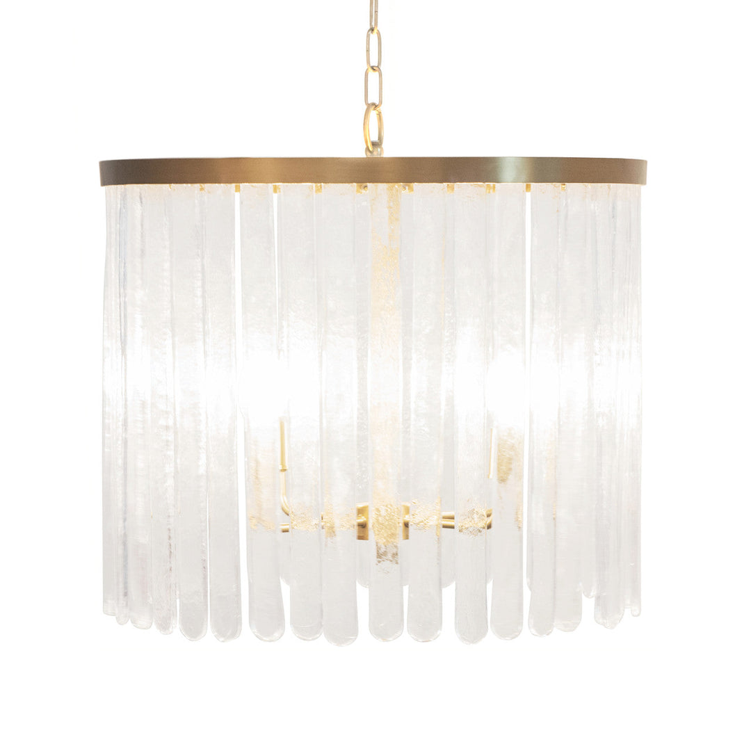 Silvana - Four Light Hanging Textured Glass Pendant In Brushed Brass