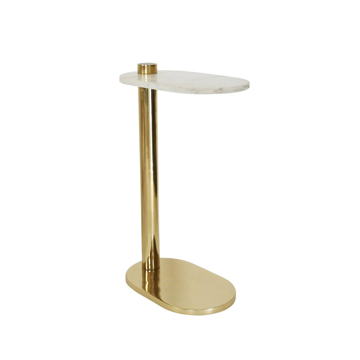 Simeon - Racetrack C Table In Brass With White Marble Top