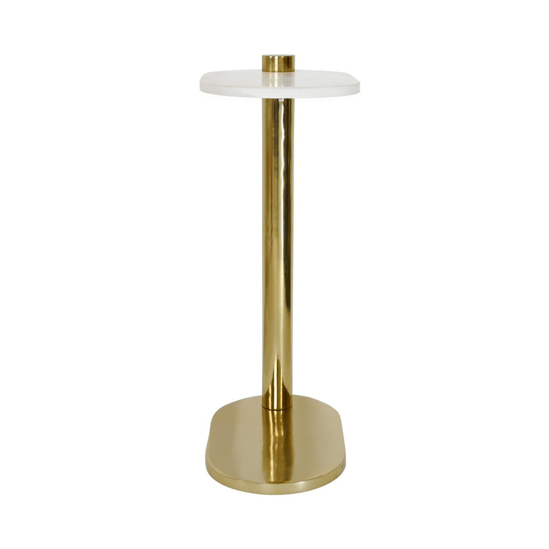 Simeon - Racetrack C Table In Brass With White Marble Top