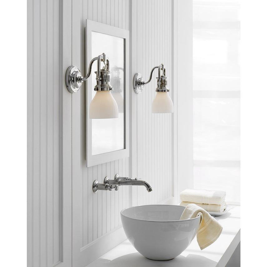 Yuna Suspended Sconce-Visual Comfort-VISUAL-SL 2975AN-WG-Bathroom LightingAntique Nickel-White Glass Shade-2-France and Son