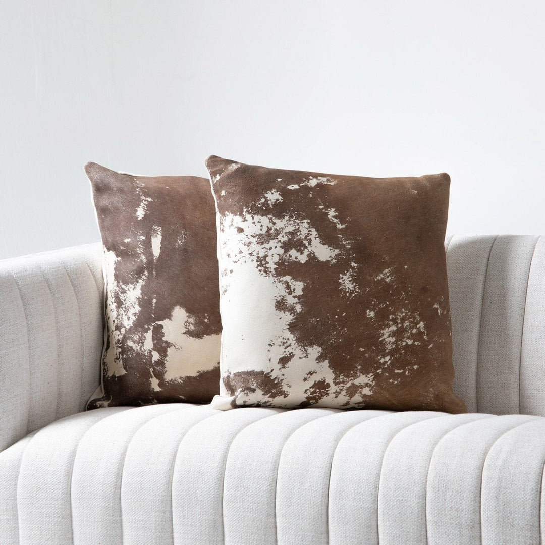 Holden Modern Cowhide Pillow - Warm Brown