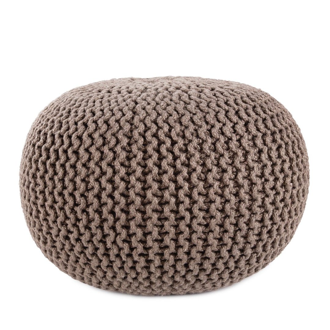 Vibe by Jaipur Living Asilah Indoor/ Outdoor Solid Dark Taupe Round Pouf