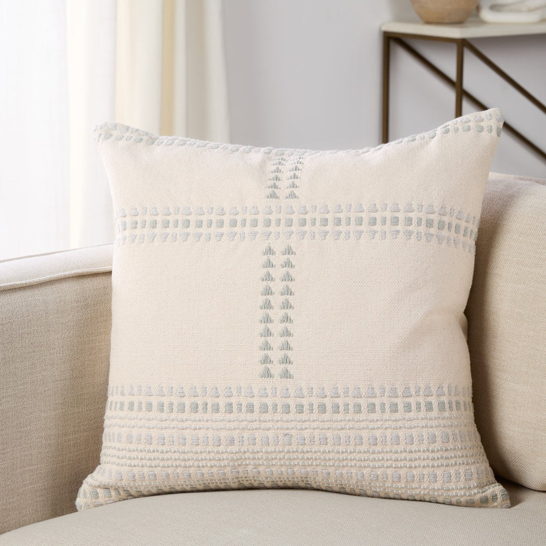 Jaipur Living Aryn Striped Cream/ Light Blue Down Pillow (22" Square)