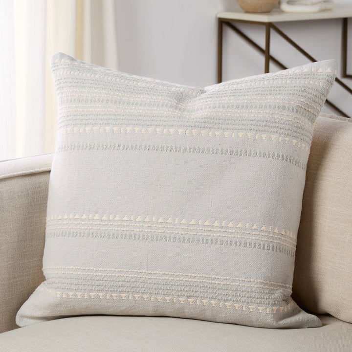 Jaipur Living Velika Striped Light Blue/ Cream Pillow Cover (24" Square)