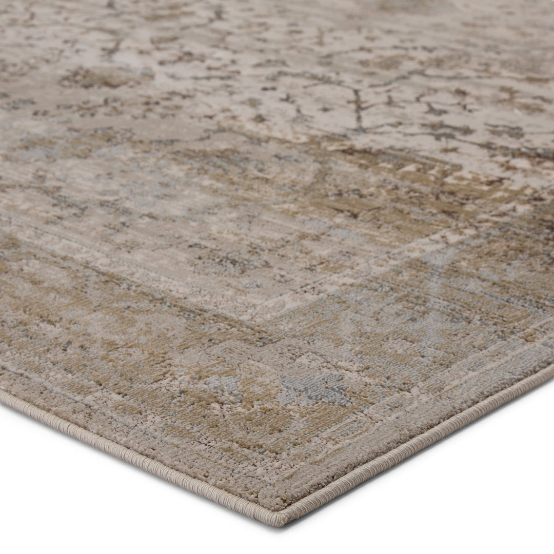 Vibe by Jaipur Living Tajsa Medallion Gray/ Gold Area Rug (6'7"X9'6")