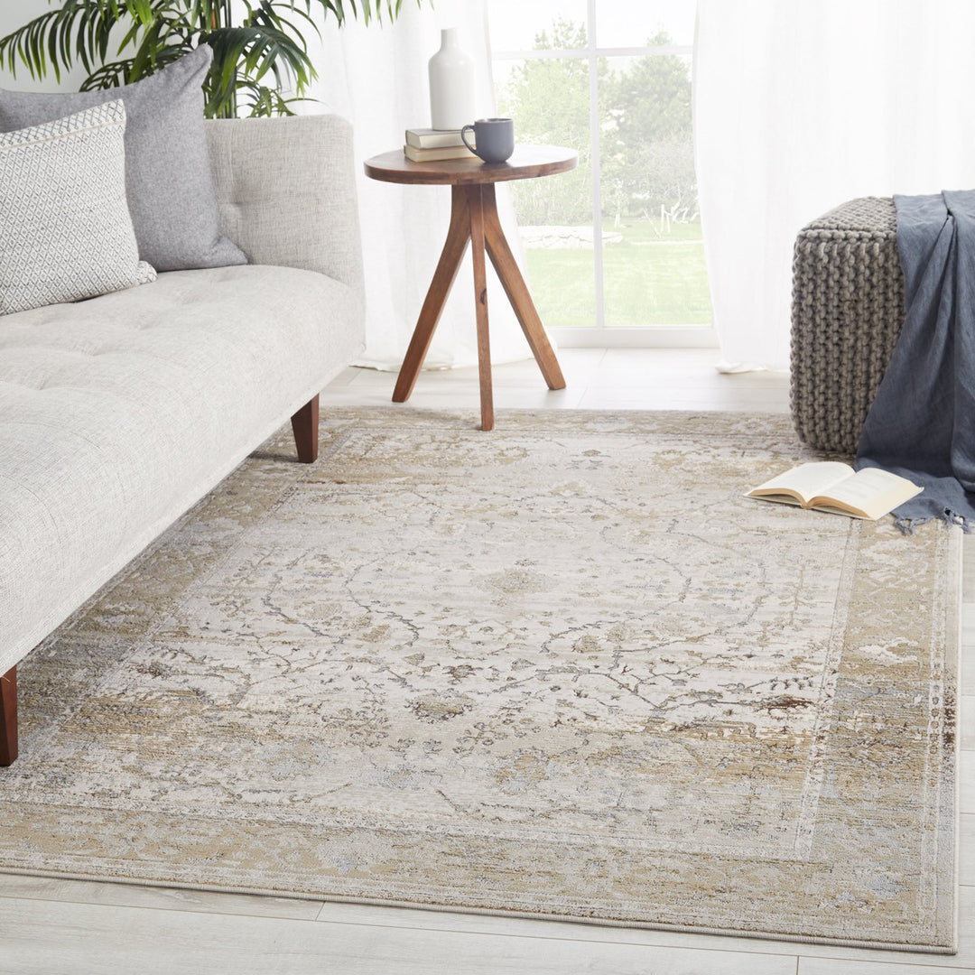 Vibe by Jaipur Living Tajsa Medallion Gray/ Gold Area Rug (7'10"X10'6")