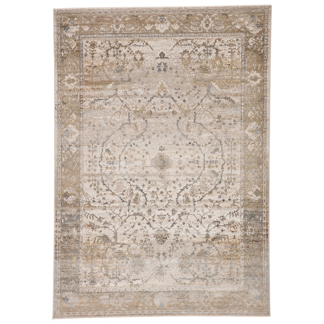 Vibe by Jaipur Living Tajsa Medallion Gray/ Gold Area Rug (6'7"X9'6")