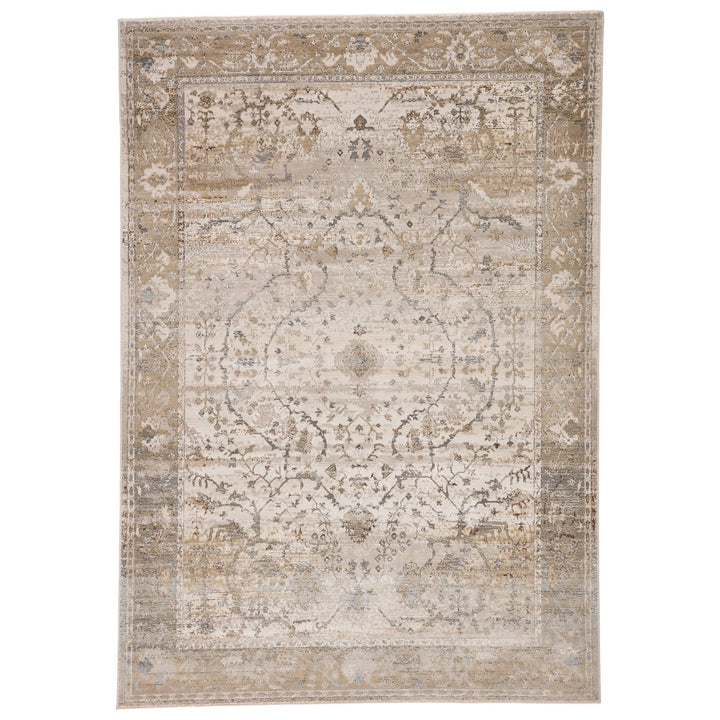 Vibe by Jaipur Living Tajsa Medallion Gray/ Gold Area Rug (6'7"X9'6")