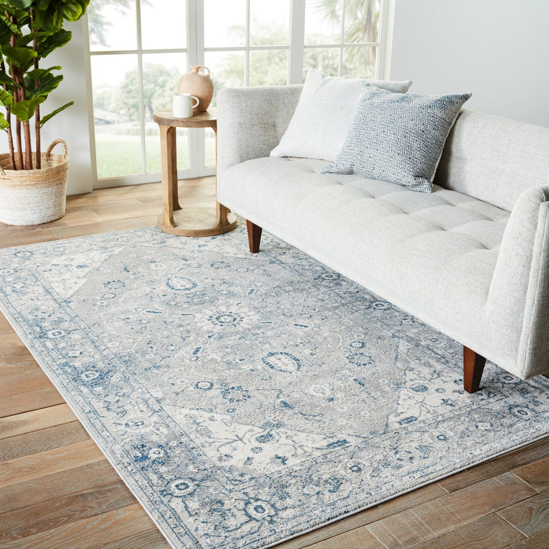 Vibe by Jaipur Living Dianella Medallion Light Gray/ Dark Blue Area Rug (9'6"X13')