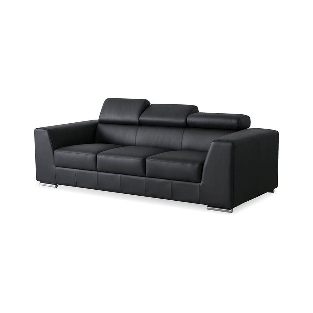 Sofas Icon Sofa Black Premium Leather Adjustable Headreat / Polished Steel Legs